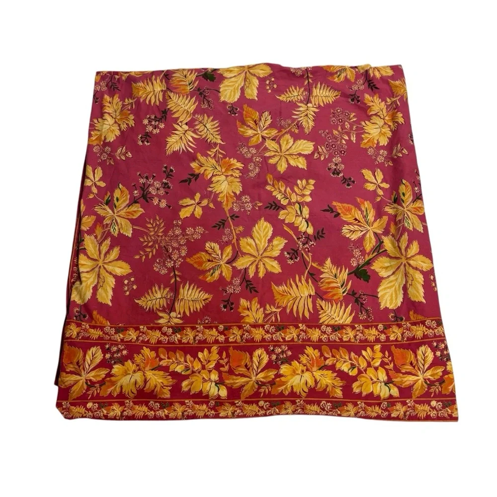 April Cornell Tablecloth Orange Yellow Floral Fall Leaves Holiday Cotton 100x45